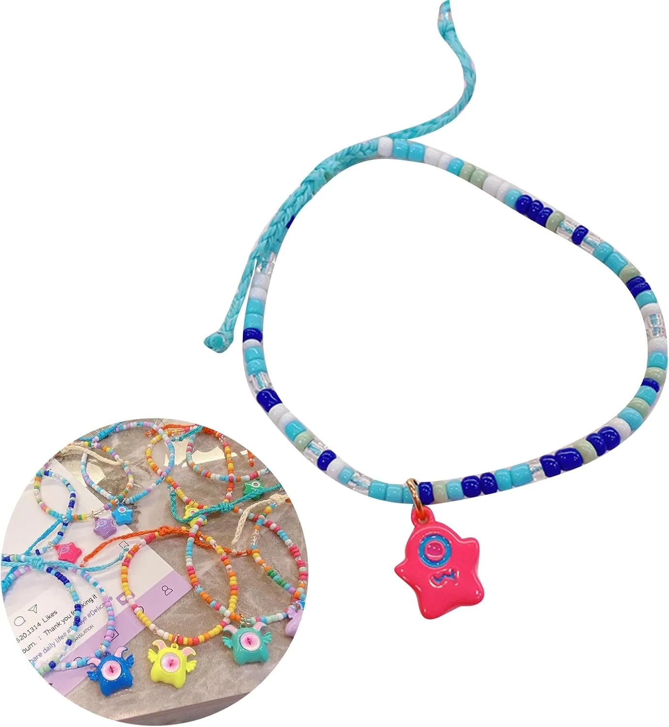 10 Styles Rice Beads Handmade Beaded Elastic Woven Fun One-Eyed Monsters Jewelry Multicolor Jewelry