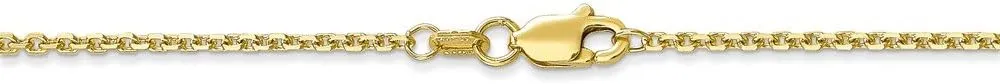 10k Yellow Gold 1.3mm Solid Diamond-Cut Cable Chain Necklace - with Secure Lobster Lock Clasp