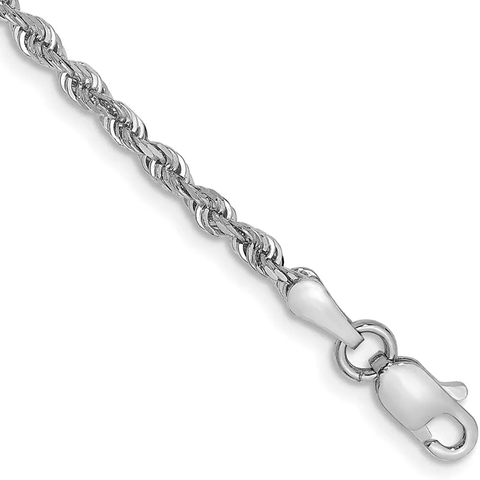 14k White Gold 2.25mm Diamond Cut Quadruple Rope Anklet Chain Fine Jewelry For Women Gifts For Her