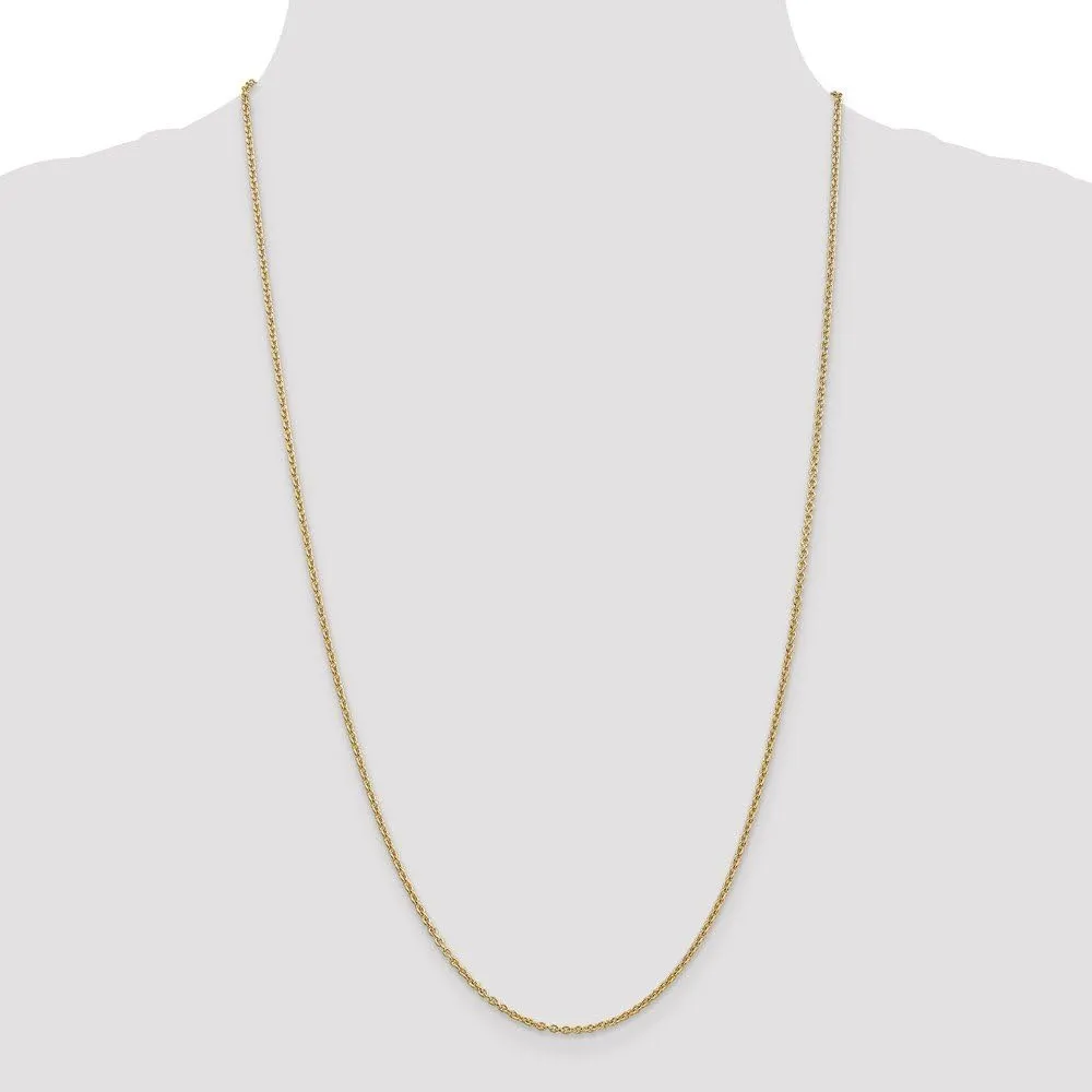 14k Yellow Gold 1.8mm Solid Cable Chain Necklace - with Secure Lobster Lock Clasp