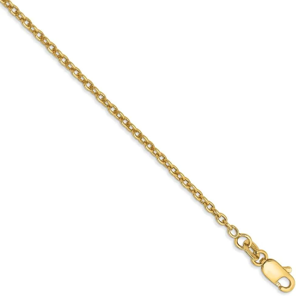 14k Yellow Gold 1.8mm Solid Cable Chain Necklace - with Secure Lobster Lock Clasp