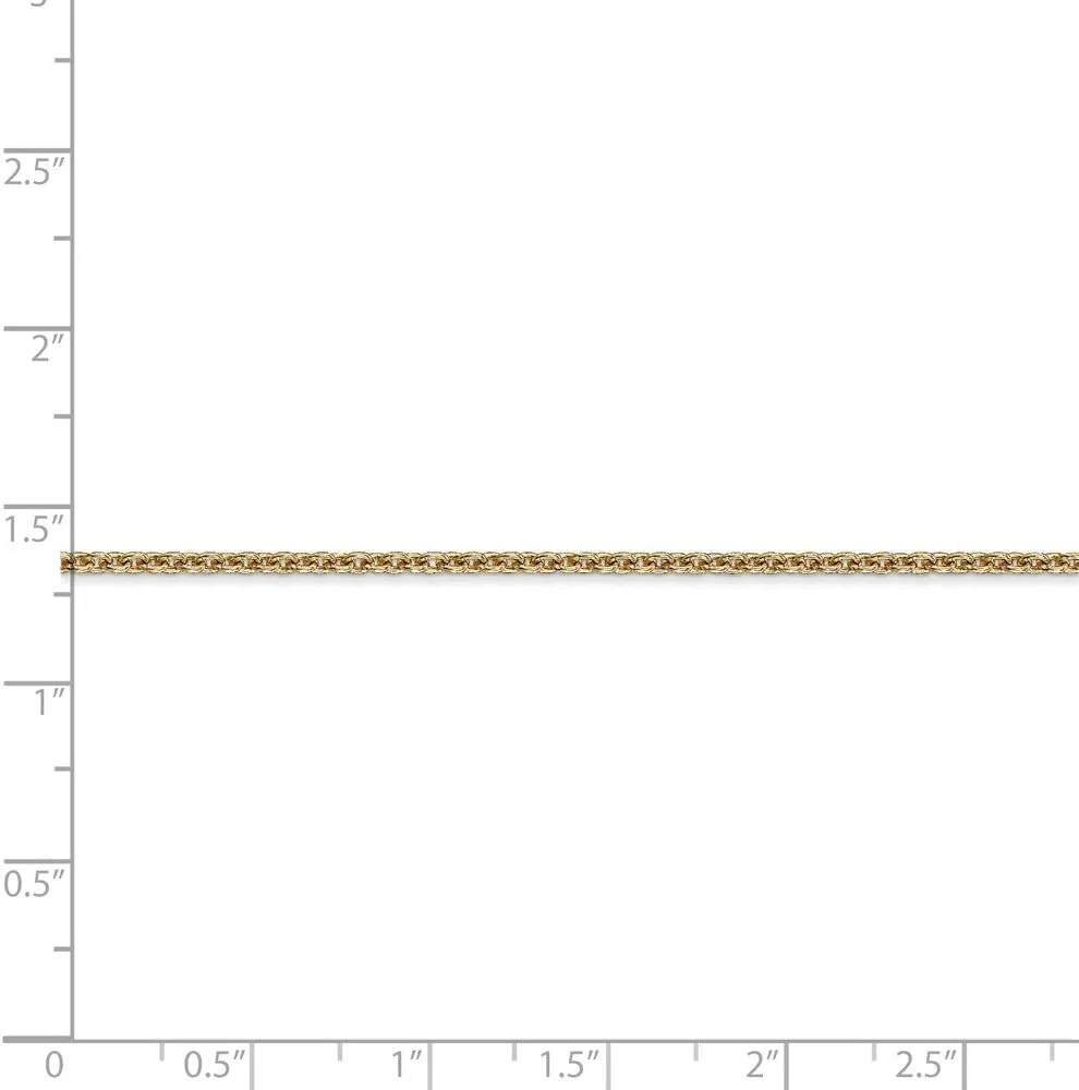 14k Yellow Gold 1.8mm Solid Cable Chain Necklace - with Secure Lobster Lock Clasp