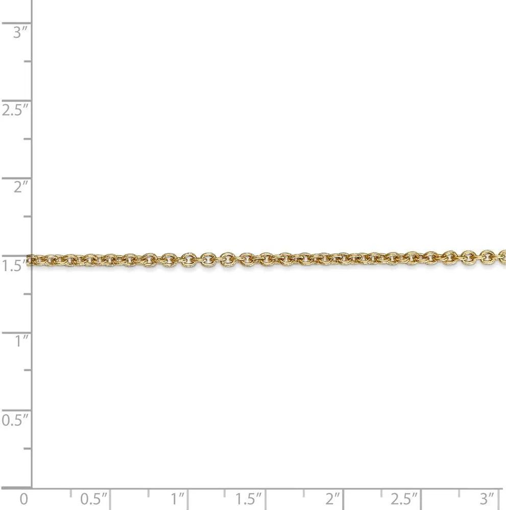 14k Yellow Gold 2.2mm Solid Cable Chain Necklace - with Secure Lobster Lock Clasp