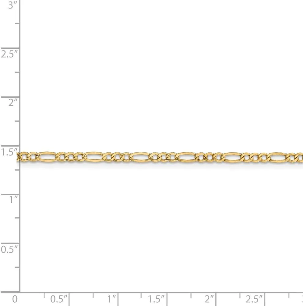 14k Yellow Gold 2.5mm Figaro Chain Necklace - with Secure Lobster Lock Clasp