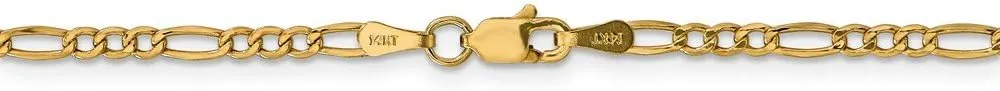 14k Yellow Gold 2.5mm Figaro Chain Necklace - with Secure Lobster Lock Clasp