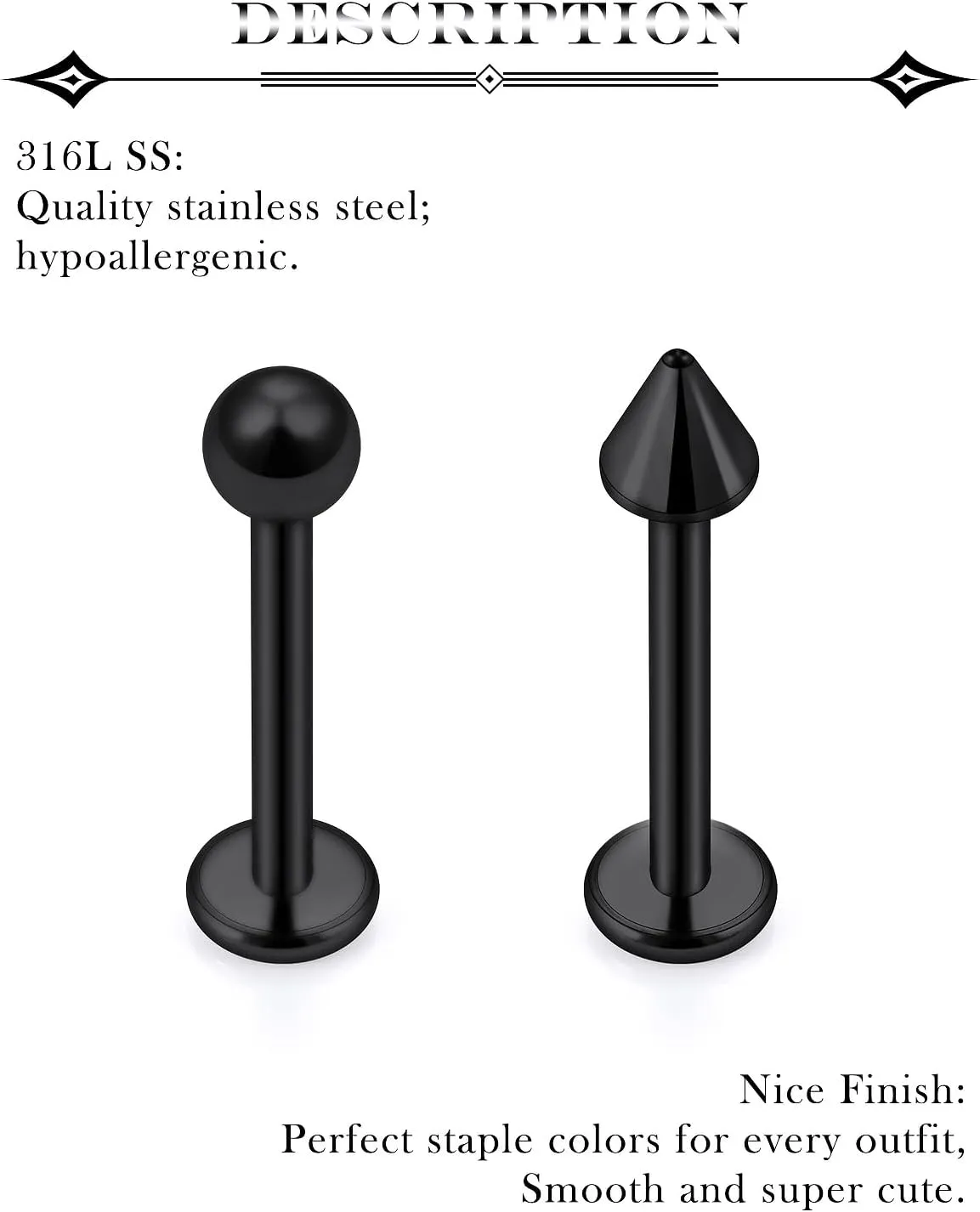 16G Lip Rings Surgical Steel Snake Bite Jewelry Labret Jewelry Monroe Lip Barbell Ring Tragus Helix Piercing Jewelry for Women Men 6mm/8mm/10mm/12mm