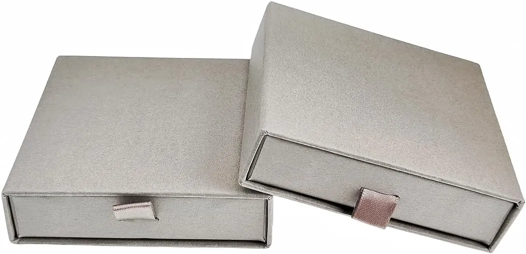 2 Pack Jewelry Gift Boxes Cardboard Jewelry Boxes, 4 x 4 x 1.4 Inch Small Gift Boxes for Jewelry Earrings Necklaces Handmade Bangles Bracelets (Grey)