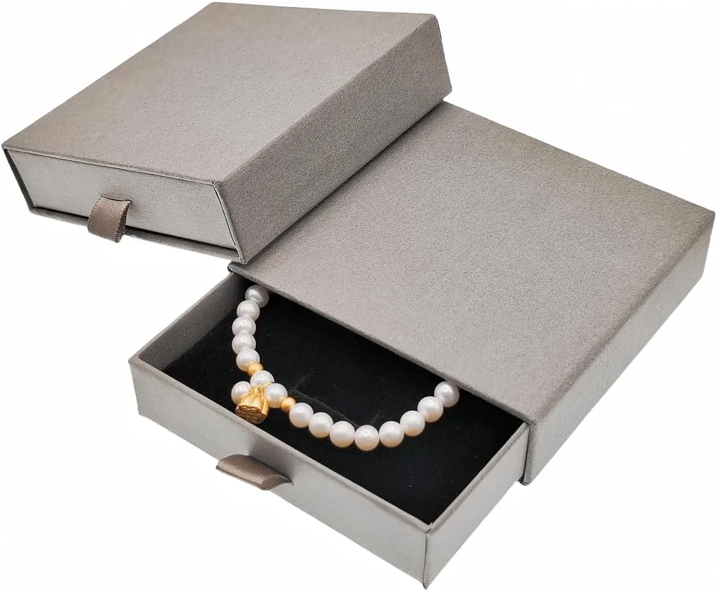 2 Pack Jewelry Gift Boxes Cardboard Jewelry Boxes, 4 x 4 x 1.4 Inch Small Gift Boxes for Jewelry Earrings Necklaces Handmade Bangles Bracelets (Grey)