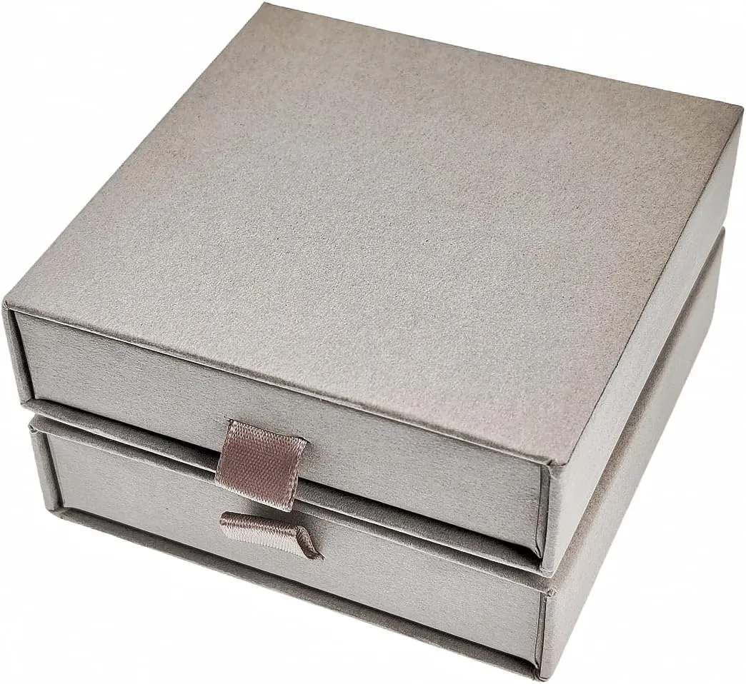 2 Pack Jewelry Gift Boxes Cardboard Jewelry Boxes, 4 x 4 x 1.4 Inch Small Gift Boxes for Jewelry Earrings Necklaces Handmade Bangles Bracelets (Grey)