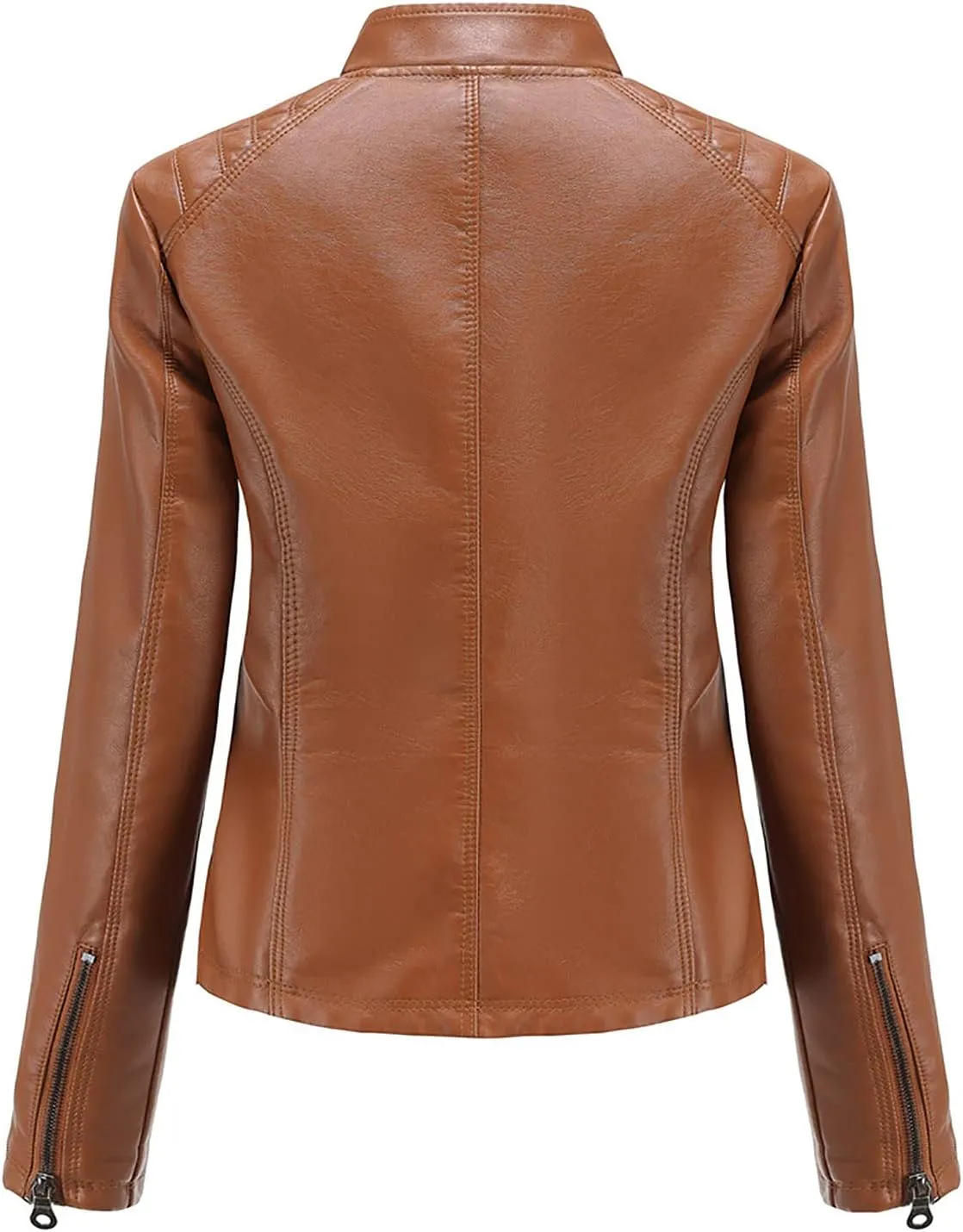 2022 Trendy Faux Leather Jacket Women Quilted Slim Fit Casual Motorcycle Jacket Long Sleeve Moto Biker Coat Outwear