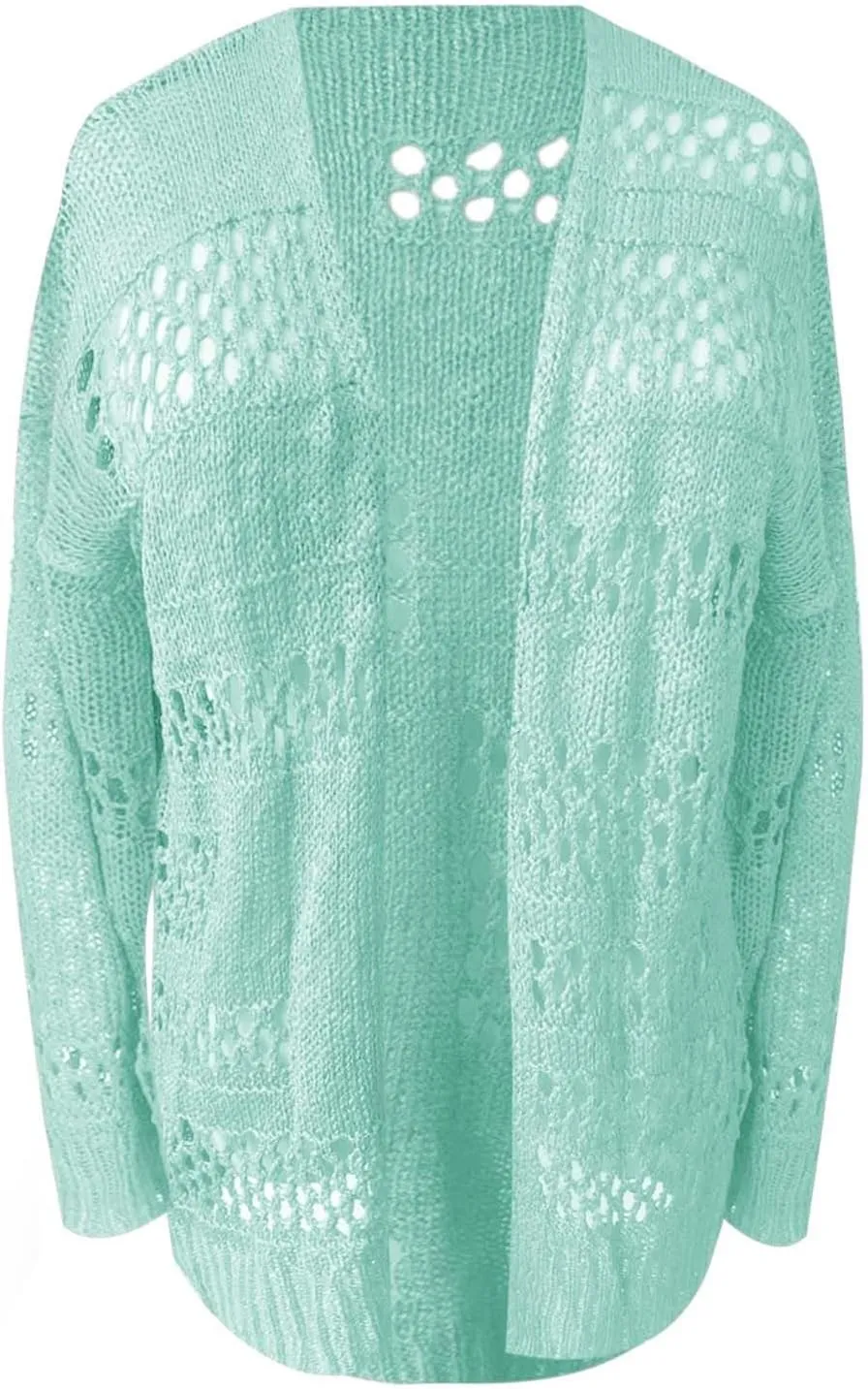 2024 Summer Crochet Cardigan Sweater Long Sleeve Boho Oversized Open Front Outwear Cotton Emporium Cardigan