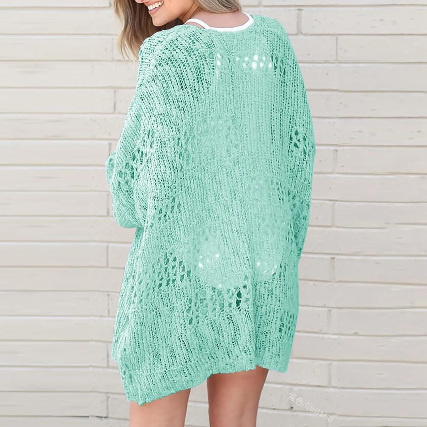 2024 Summer Crochet Cardigan Sweater Long Sleeve Boho Oversized Open Front Outwear Cotton Emporium Cardigan