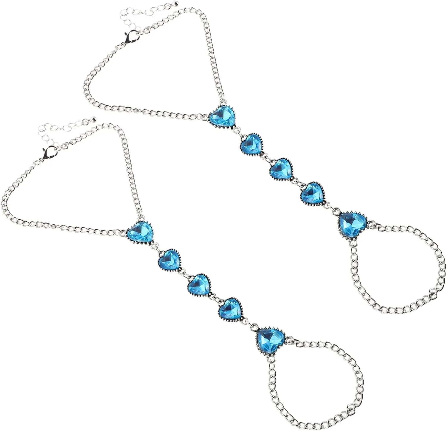 2pcs Heart Foot Chain Anklet Dazzling Rhinestone Beach Jewelry for Women Lightweight and Comfortable Fresh for Summer and Special Occasions