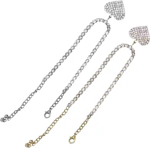 2Pcs Rhinestone Heart Ankle Chains for Women Elegant Foot Jewelry Ankle Jewelry Sparkling Rhinestone Decor