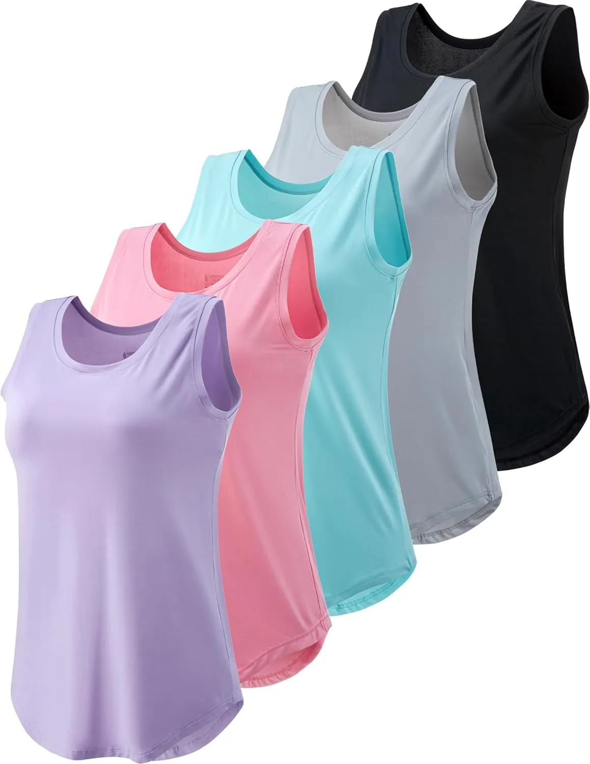 5 Pack Wide Straps Womens Workout Tank Tops, Athletic Sleeveless Shirts for Women, Ladies Exercise Tops for Yoga Tennis