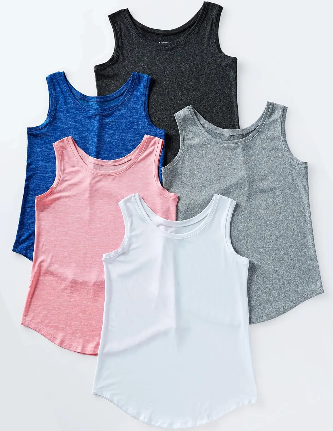 5 Pack Wide Straps Womens Workout Tank Tops, Athletic Sleeveless Shirts for Women, Ladies Exercise Tops for Yoga Tennis
