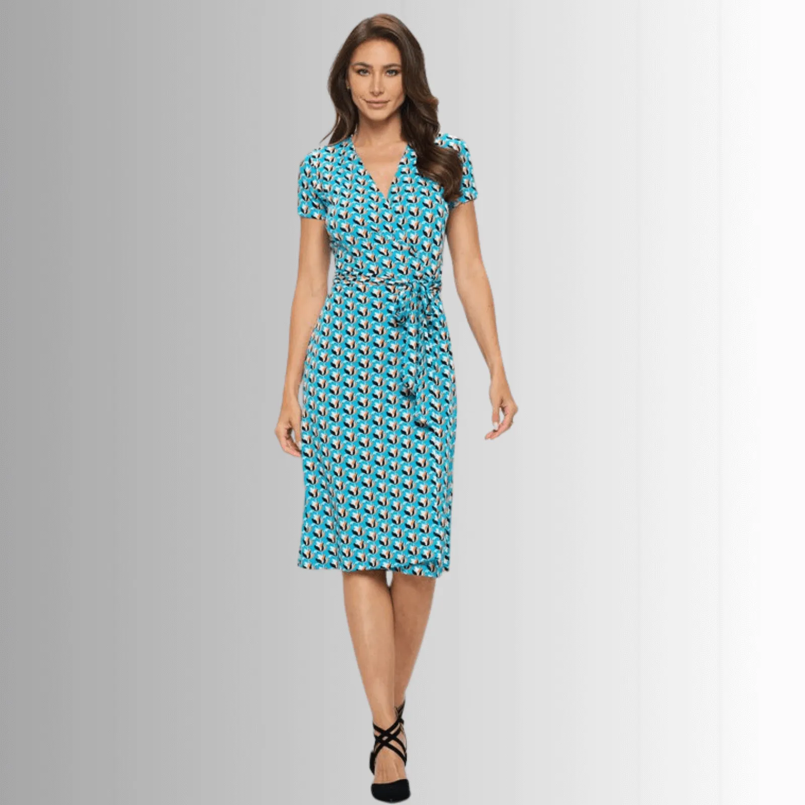 A Feminine Touch Tulip Print Wrap Dress Made in USA
