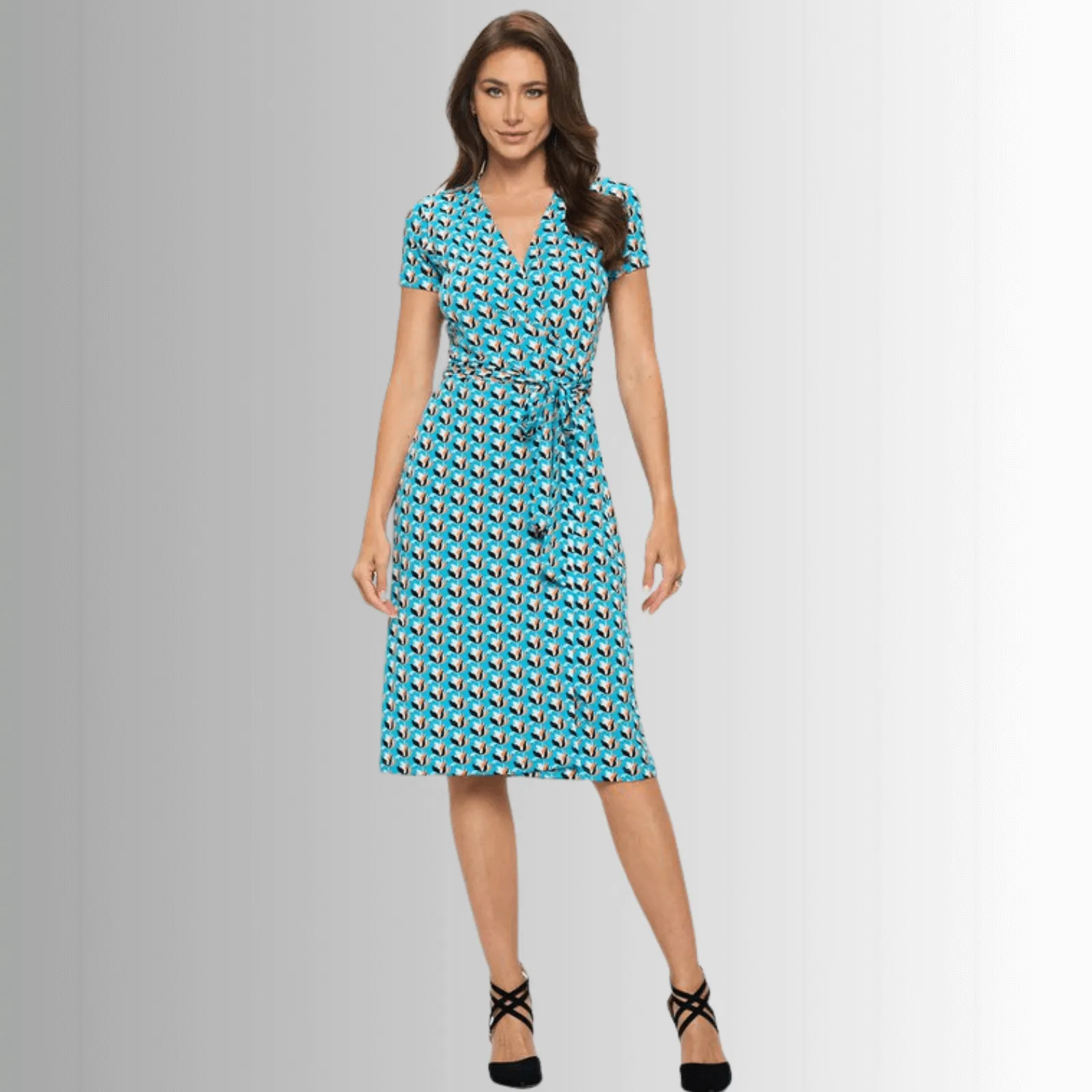 A Feminine Touch Tulip Print Wrap Dress Made in USA