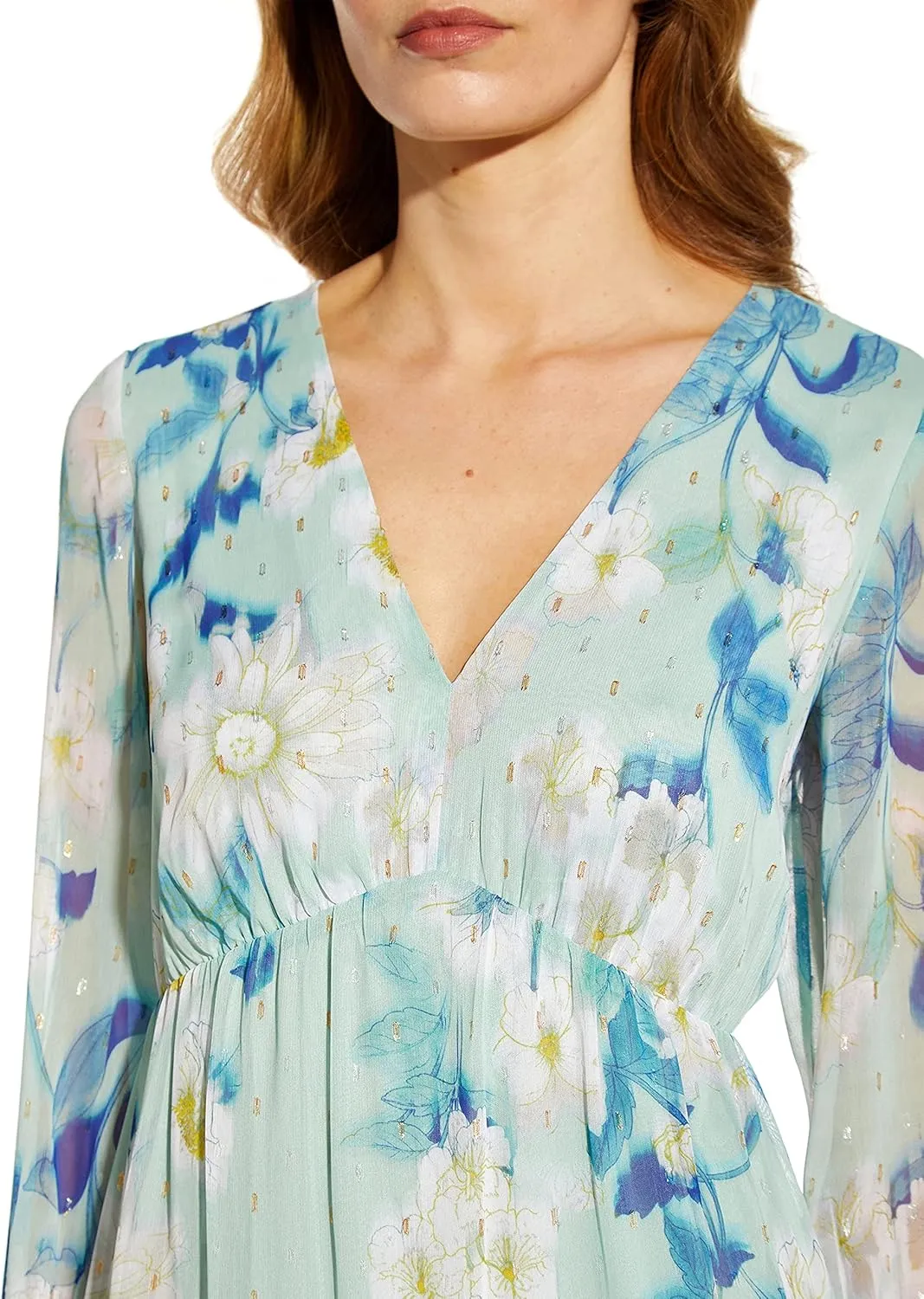 Adrianna Papell Women's Floral Chiffon Tiered Dress