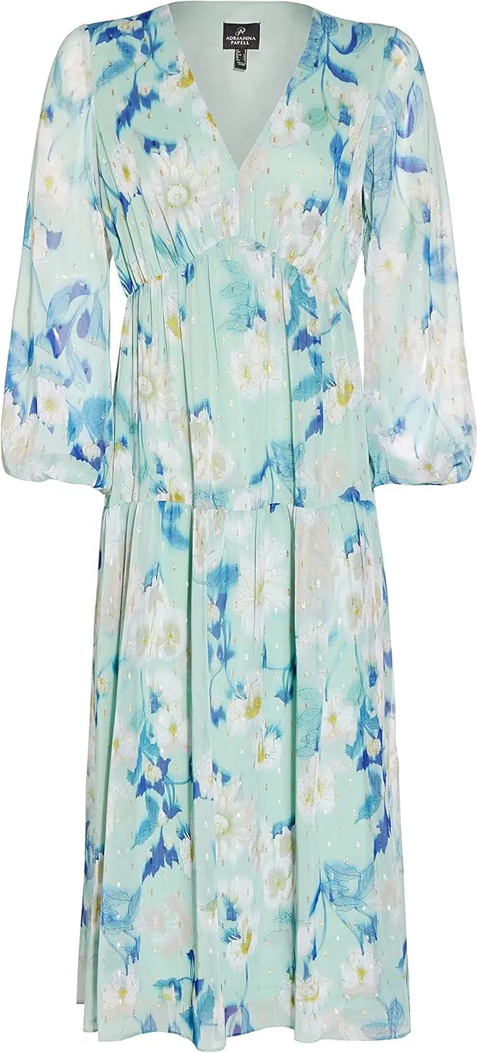 Adrianna Papell Women's Floral Chiffon Tiered Dress