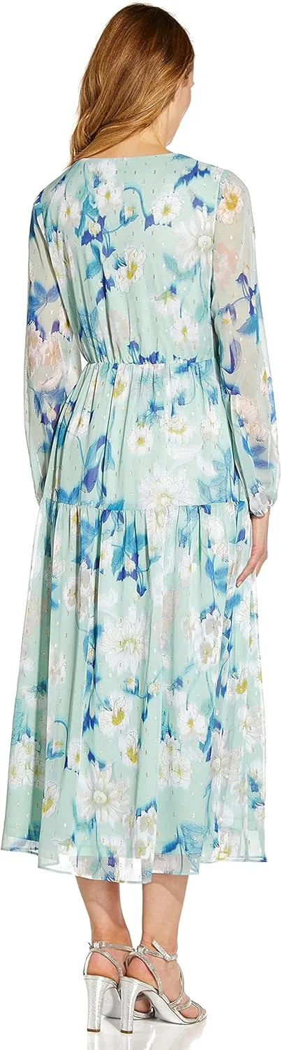 Adrianna Papell Women's Floral Chiffon Tiered Dress