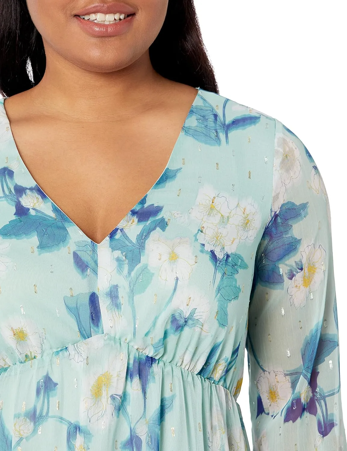 Adrianna Papell Women's Floral Chiffon Tiered Dress