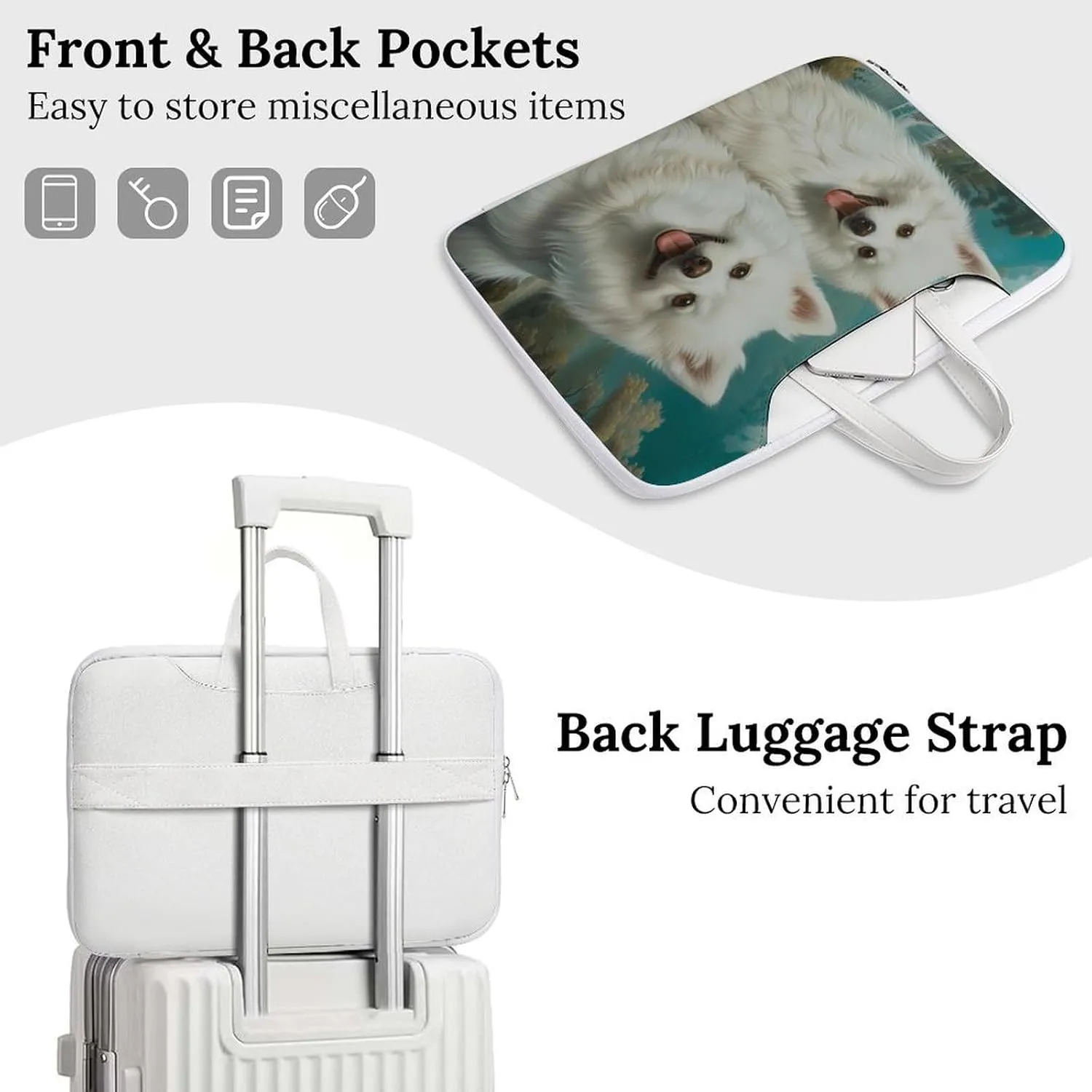 American Eskimos Dogs Laptop Tote Bag Waterproof Computer Carrying Case Business Office Briefcase