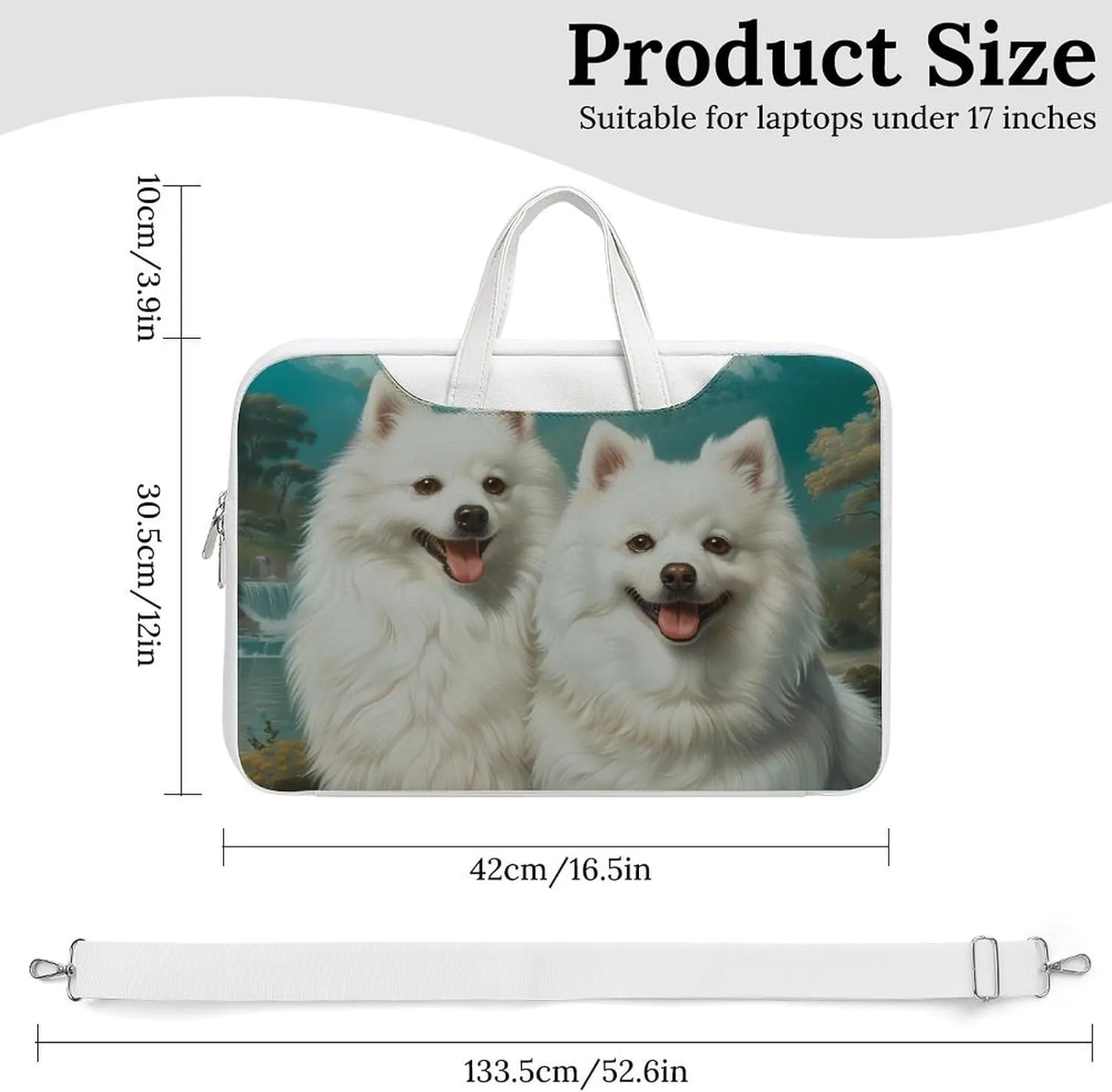 American Eskimos Dogs Laptop Tote Bag Waterproof Computer Carrying Case Business Office Briefcase