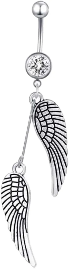 Angel Wing Ring Navel Ring Jewelry Women Body Piercing Belly Button Jewelry Angel Wing Charm