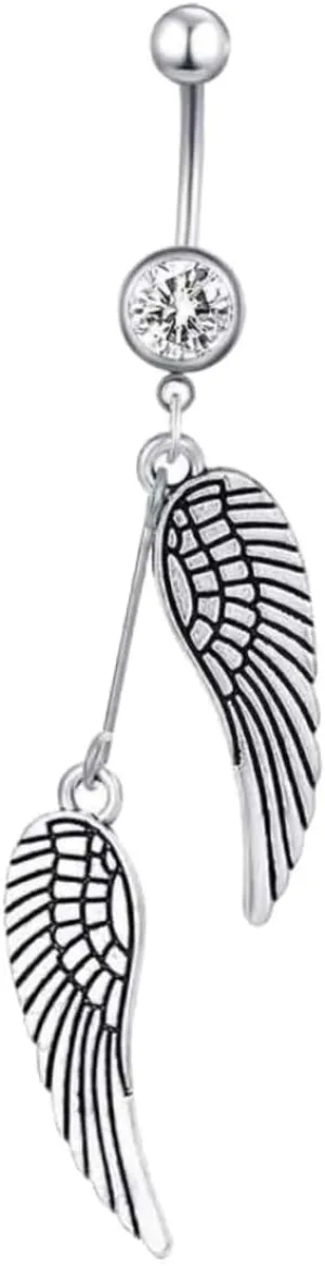 Angel Wing Ring Navel Ring Jewelry Women Body Piercing Belly Button Jewelry Angel Wing Charm