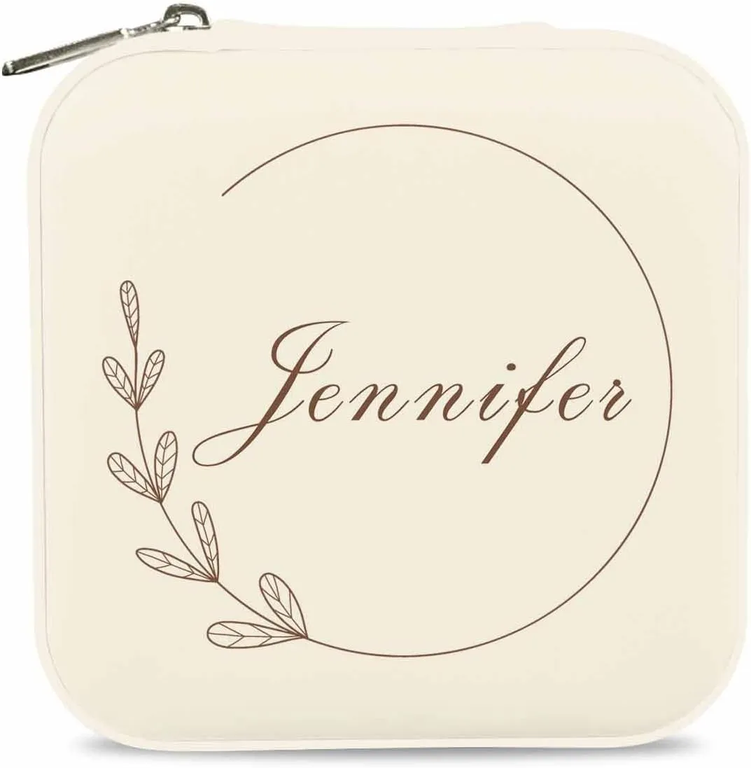 Artsadd Personalized Name Jewelry Case for Women, Custom Flower Jewelry Box for Bachelorette Party Customized Leather Jewelry Organizer Storage Box for Christmas New Year Birthday