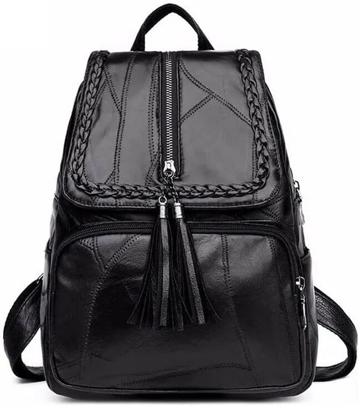 Backpack for Women Luxury Soft Artificial Tassel Backpack Travel Soft Leather College Style Student Bag Large Capacity