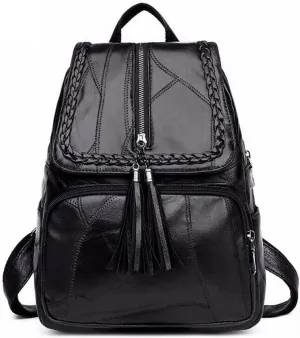 Backpack for Women Luxury Soft Artificial Tassel Backpack Travel Soft Leather College Style Student Bag Large Capacity
