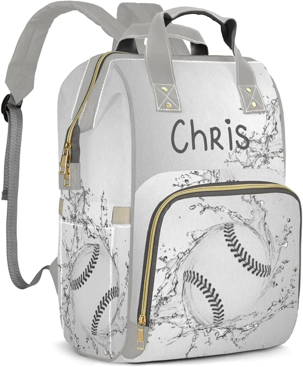 Baseball Water Mummy Bags Custom Text Personalized with Name Diaper Bags Giving Backpack