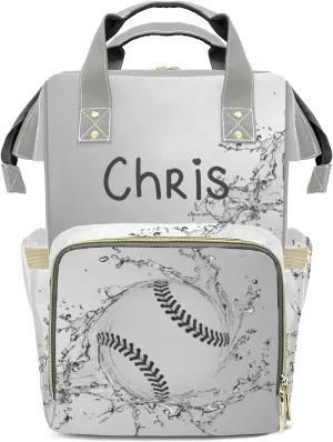 Baseball Water Mummy Bags Custom Text Personalized with Name Diaper Bags Giving Backpack