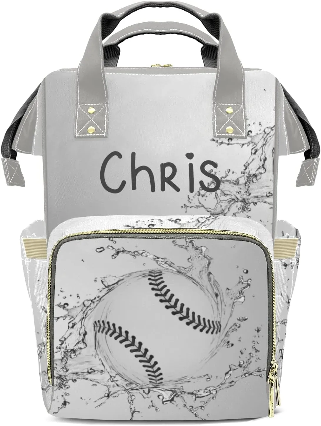 Baseball Water Mummy Bags Custom Text Personalized with Name Diaper Bags Giving Backpack
