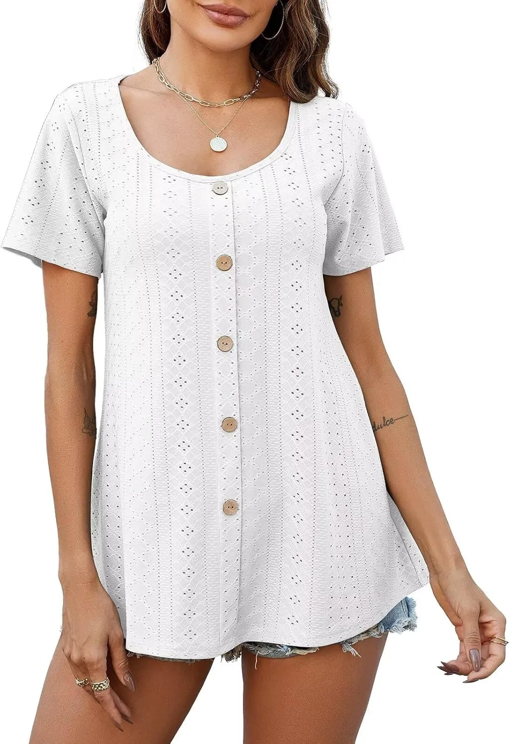 BELAROI Plus Size Womens Tops Summer T Shirts Casual Short Sleeve V Neck Loose Fit Tunics