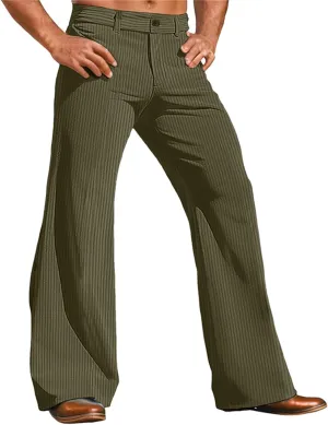 Bell Bottom Pants for Men Corduroy 70s Disco Vintage Stretch Slim Fit Classic Outfits Trendy Stylish Hippie Trousers