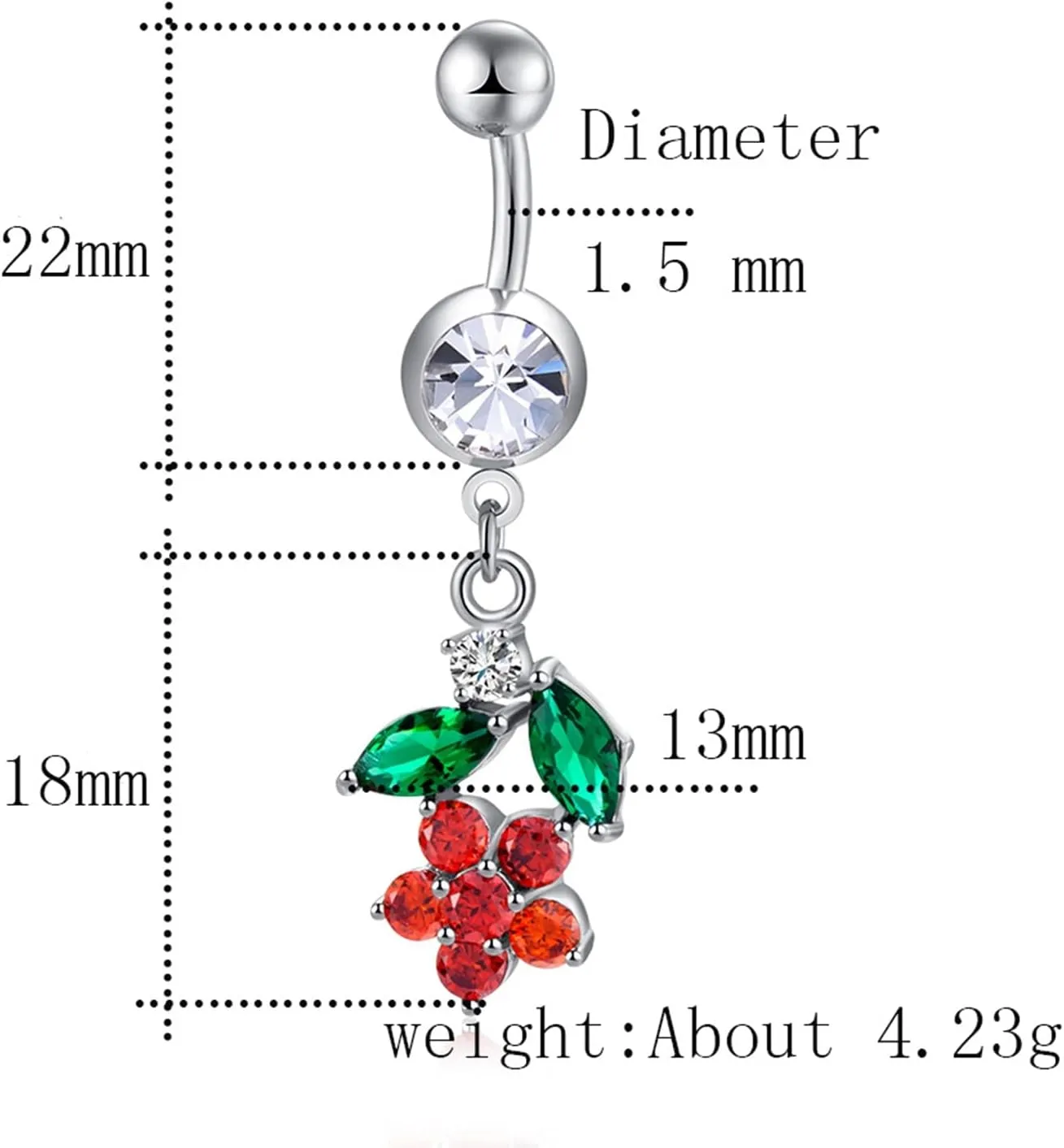 Belly Button Ring, Stainless-Steel Flower Leaves Body Piercing Jewelry, Piercing Body Jewelry for Women