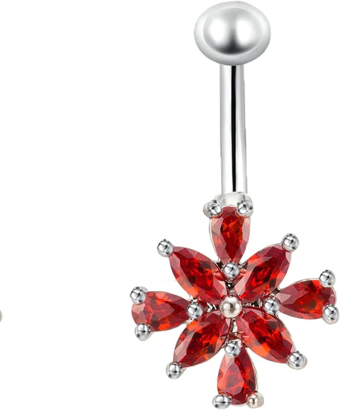 Belly Button Rings, Stainless Steel Cubic Zirconia Flower Navel Jewelry, Piercing Body Jewelry for Women