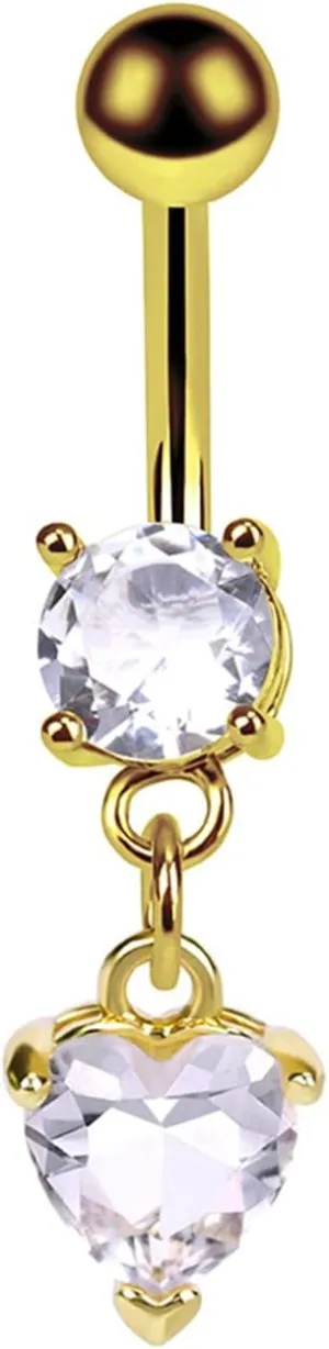 Belly Button Rings, Stainless-Steel Star Heart Drop Navel Jewelry, Piercing Body Jewelry for Women