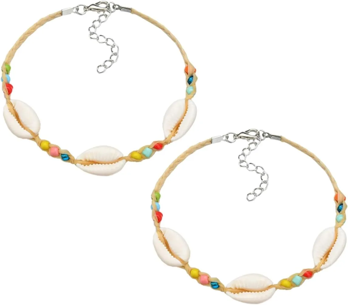 BESPORTBLE Handmade Bohemia Style Shell Anklet Bright Rice Bead Bracelet Stylish Fashion Accessory for Women's Outfit