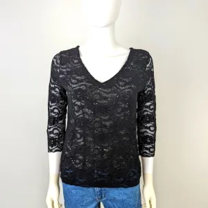Black Lace Metallic Shirt M
