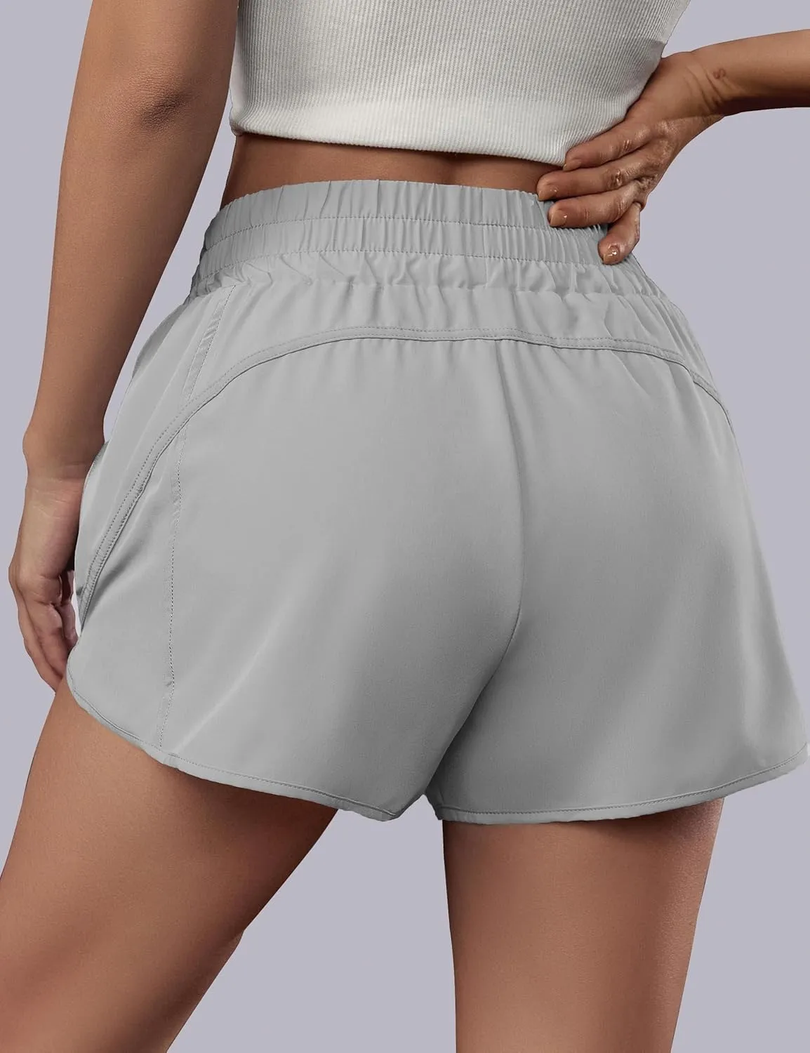BMJL Women's Running Shorts Elastic High Waisted with Pockets, Sporty Workout Quick Dry Athletic Shorts