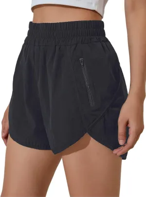 BMJL Women's Running Shorts Elastic High Waisted with Pockets, Sporty Workout Quick Dry Athletic Shorts