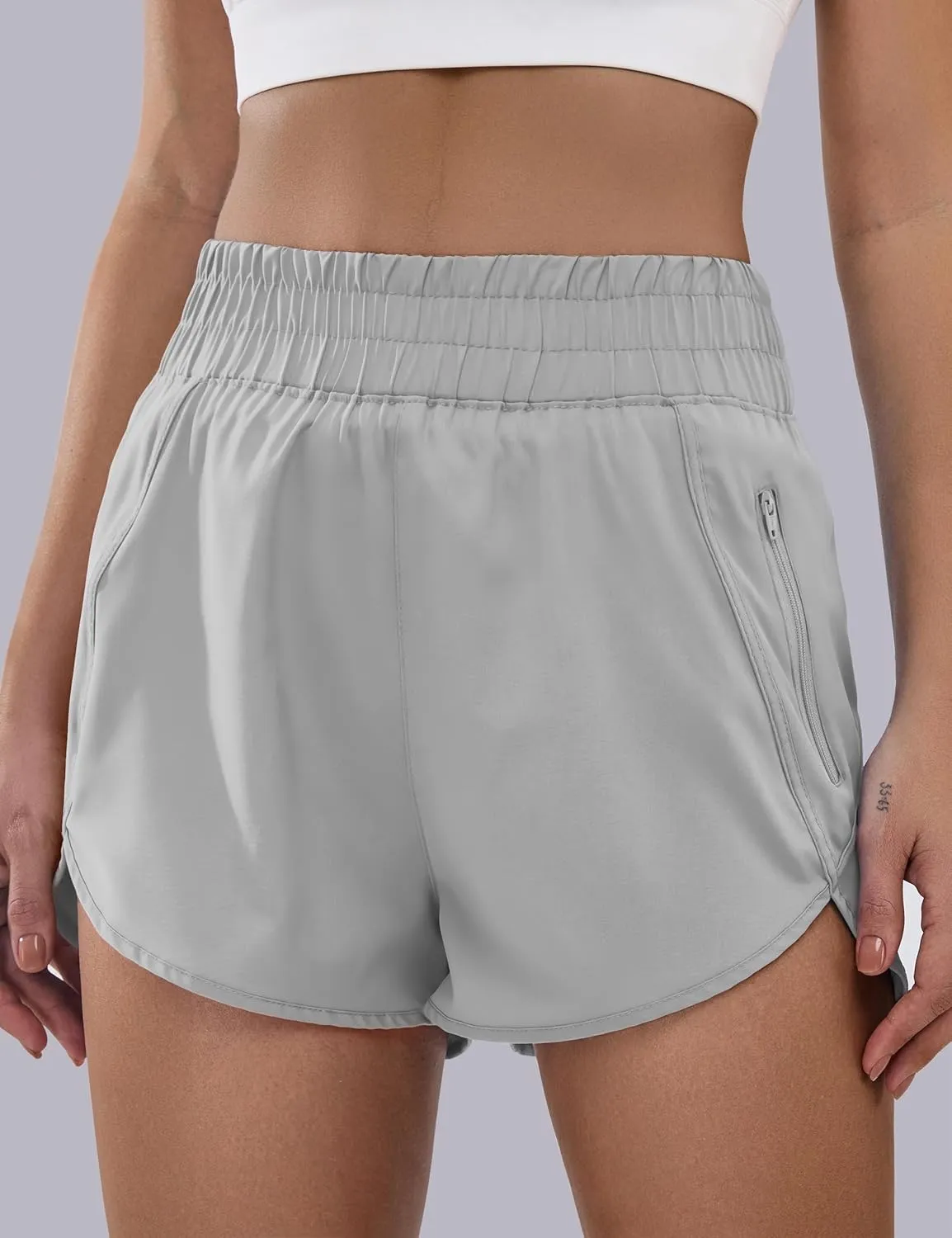 BMJL Women's Running Shorts Elastic High Waisted with Pockets, Sporty Workout Quick Dry Athletic Shorts