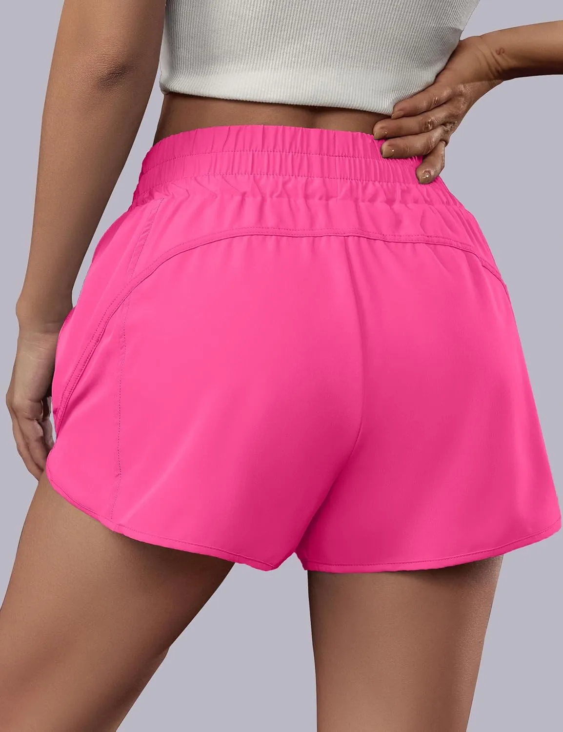BMJL Women's Running Shorts Elastic High Waisted with Pockets, Sporty Workout Quick Dry Athletic Shorts