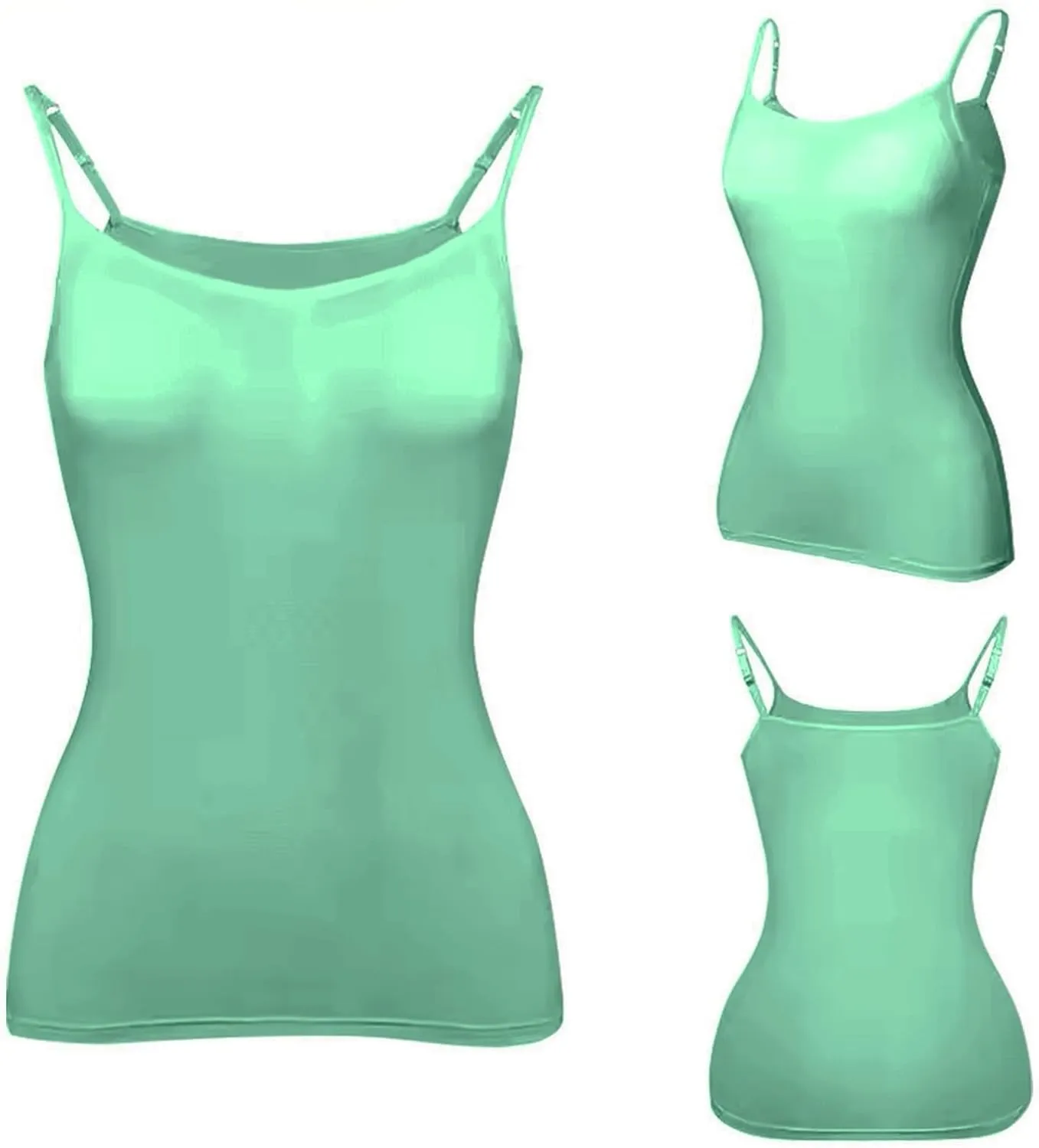 Built in Bra Tank Tops for Women 2024 Trendy Adjustable Spaghetti Padded Bra Camisole Basic Undershirts Yoga Tops