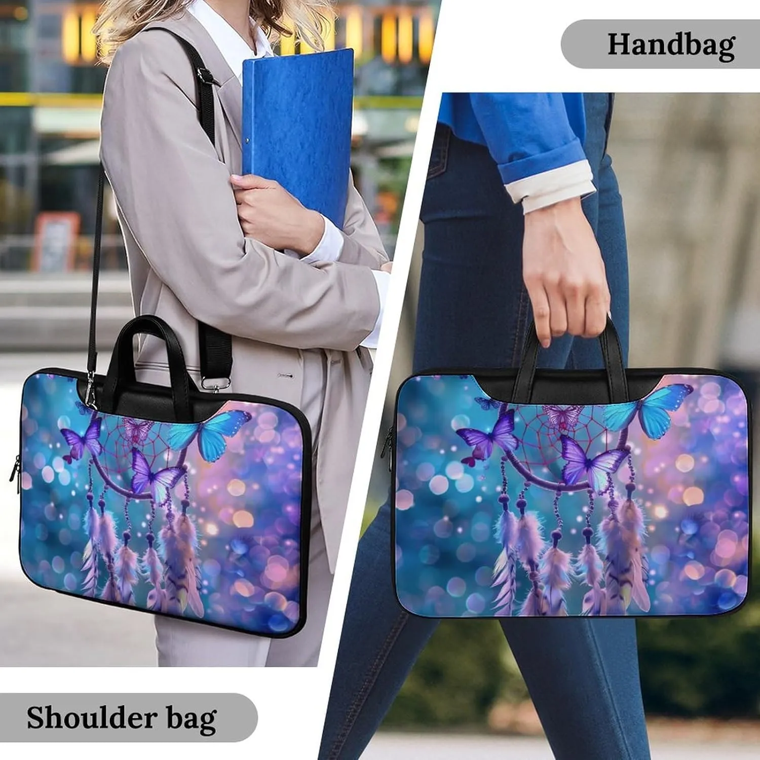 Butterfly Dream Catcher Laptop Tote Bag Waterproof Computer Carrying Case Business Office Briefcase