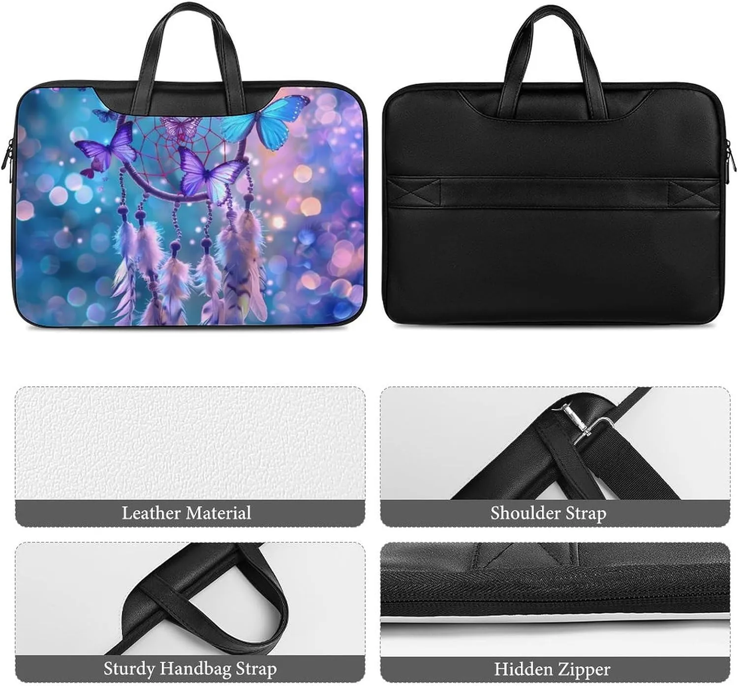 Butterfly Dream Catcher Laptop Tote Bag Waterproof Computer Carrying Case Business Office Briefcase